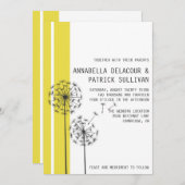 Retro Dandelions Gelbe Minimalistische Hochzeit Einladung (Vorne/Hinten)