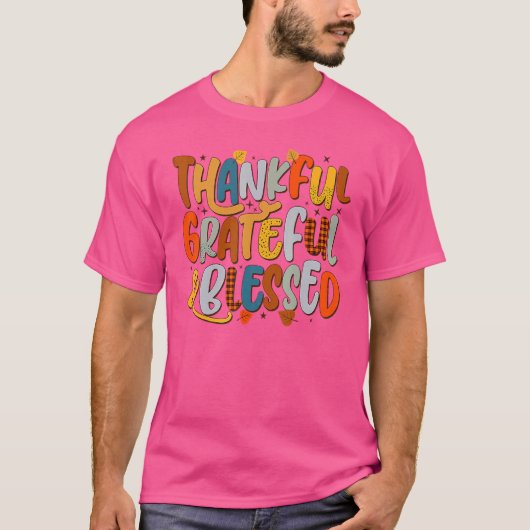 Retro Dank dankbar gesegnete Herbstfarben T-Shirt (Vorderseite)
