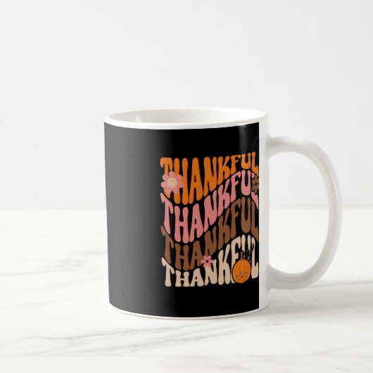 Retro Dank Liebe Fall Erntedank Groovy Pumpk Kaffeetasse (Rechts)
