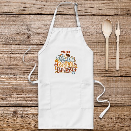 Retro dankbar dankbar, gesegnet Monogramm Name Schürze