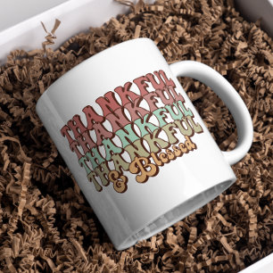 Retro Dankbare Tasse, Herbstfamilie Erntedank Gesc Kaffeetasse