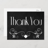 Retro Danke an die schwarz-weiße Chalkboard Postka Postkarte (Vorne/Hinten)