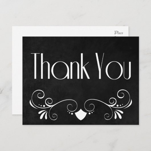 Retro Danke an die schwarz-weiße Chalkboard Postka Postkarte (Vorne/Hinten)