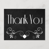 Retro Danke an die schwarz-weiße Chalkboard Postka Postkarte (Vorderseite)