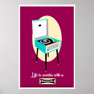 Retro Dansette Plattenspieler Pop Art Poster
