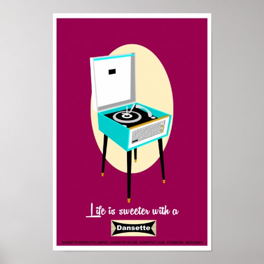 Retro Dansette Record Player Pop Art Poster (Vorne)