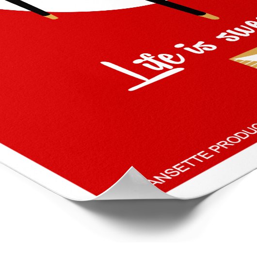 Retro Dansette red record player Pop Art poster (Ecke)