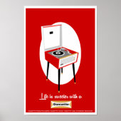 Retro Dansette red record player Pop Art poster (Vorne)