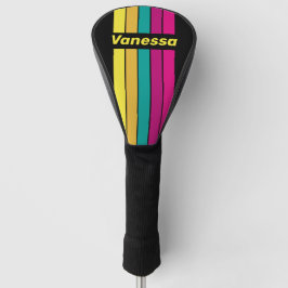 Retro Dark 80er Pin Streifen mit Namen Golf Headcover