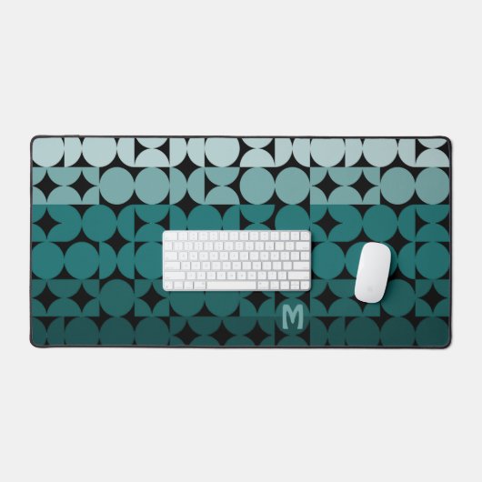 Retro Dark Aquamarin Blue Green Black Pop Art Patt Schreibtischunterlage (Tastatur & Maus)