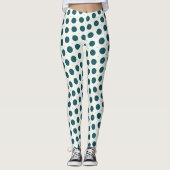 Retro Dark Aquamarin Polka Dot Pattern - Minimalis Leggings (Vorderseite)