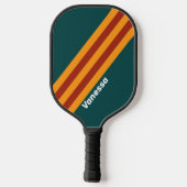 Retro Dark Aquamarin Splash Streifen mit Namen Pickleball Schläger (Rückseite)