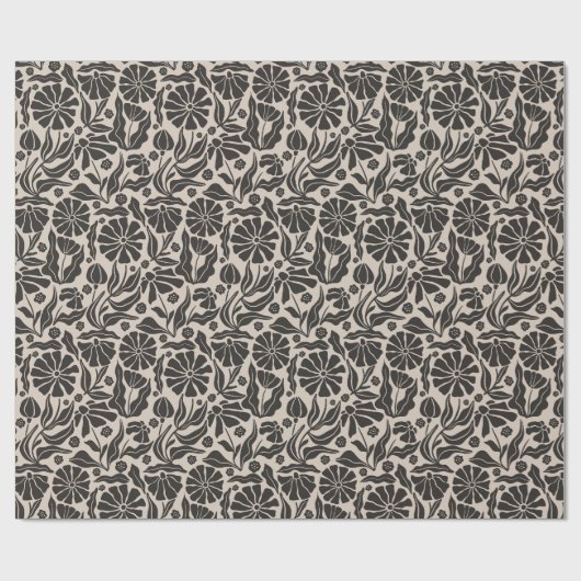Retro Dark Daisy Geschenkpapier (Flach)