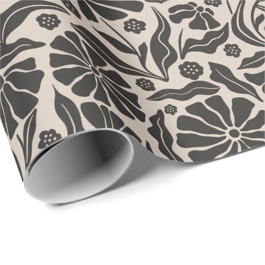 Retro Dark Daisy Geschenkpapier (Rolleneckpunkt)