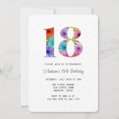 Retro Dark Gray Rustic Floral 18. Geburtstagsparty Einladung (Vorderseite)