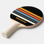 Retro Dark Rainbow Across Striping with Name Tischtennis Schläger (Vorderseite)