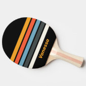 Retro Dark Rainbow Across Striping with Name Tischtennis Schläger (Seitenansicht)