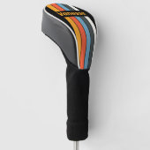 Retro Dark Rainbow Pin Striped with Name Golf Headcover (angewinkelt)