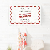 Retro Dark Red Wavy Border Bachelorette Wochenende Banner (Insitu)