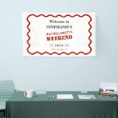Retro Dark Red Wavy Border Bachelorette Wochenende Banner (Messeveranstaltung)