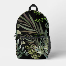 Retro Dark Sage Floral Fern Botanische Folien Bedruckter Rucksack
