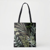 Retro Dark Sage Floral Fern Botanische Folien Tasche (Vorderseite)