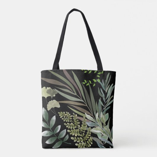 Retro Dark Sage Floral Fern Botanische Folien Tasche (Rückseite)
