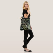 Retro Dark Sage Floral Fern Botanische Folien Tasche (Am Model)