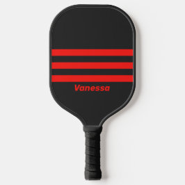 Retro Dark Three Across Striss mit Name Pickleball Schläger