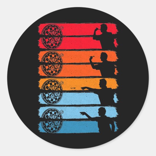 Retro Dart Throwing Dartboard Bullseye Darts Runder Aufkleber (Vorderseite)