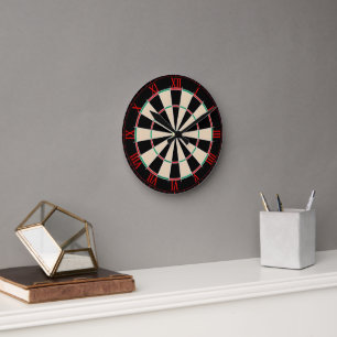 Retro-Dartboard-Sportsthema Runde Wanduhr