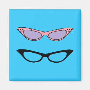 Retro das Katzenaugen-Gläser Kühlschrankmagnet ~