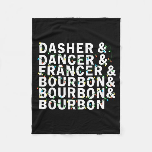 Retro Dasher Dancer Prancer Bourbon Christmas Funn Fleecedecke (Vorderseite)