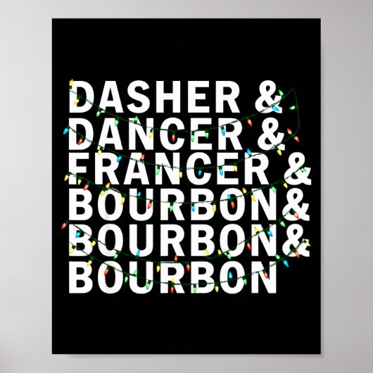 Retro Dasher Dancer Prancer Bourbon Christmas Funn Poster (Vorne)