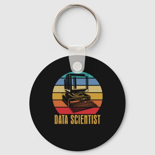 Retro Data Science Vintage Wissenschaftler Ingenie Schlüsselanhänger (Vorderseite)