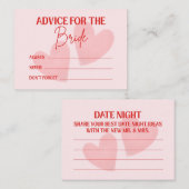 Retro Date Night And Advice To The Bride Card Hinweiskarte (Vorne/Hinten)