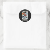 Retro Davos Schweiz Skiort Runder Aufkleber (Tasche)