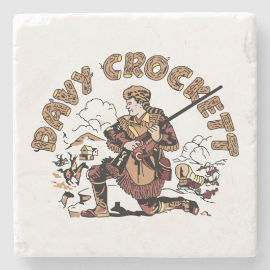 Retro Davy Crockett Steinuntersetzer (Vorderseite)