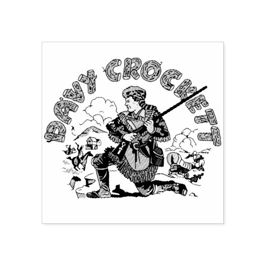 Retro Davy Crockett Wood Art Briefmarke Gummistempel (Prägung)