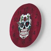 Retro Day of the Dead Sugar Skull Große Wanduhr (Winkel)