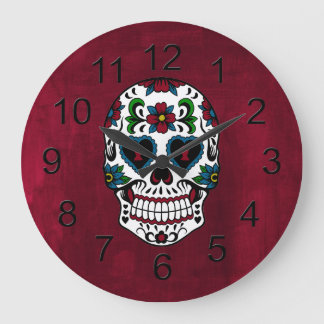 Retro Day of the Dead Sugar Skull Große Wanduhr