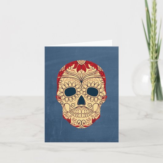 Retro Day of the Dead Sugar Skull Karte (Vorderseite)