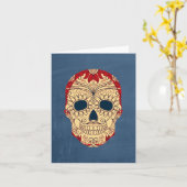 Retro Day of the Dead Sugar Skull Karte (Gelbe Blume)
