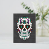 Retro Day of the Dead Sugar Skull Postkarte (Stehend Vorderseite)