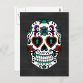 Retro Day of the Dead Sugar Skull Postkarte (Vorne/Hinten)