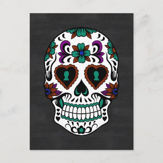 Retro Day of the Dead Sugar Skull Postkarte (Vorderseite)