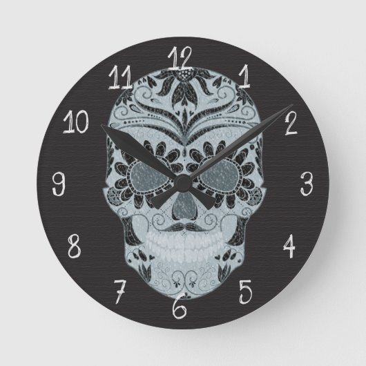 Retro Day of the Dead Sugar Skull Runde Wanduhr (Vorderseite)