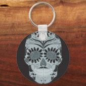 Retro Day of the Dead Sugar Skull Schlüsselanhänger (Vorderseite)
