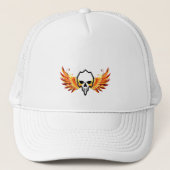 Retro Dead Burning Skelett Schädel im Flügelfeuer Truckerkappe (Vorderseite)