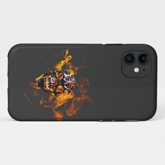 Retro Dead Burning Skelett Schädel in Feuer Case-Mate iPhone Hülle (Rückseite (Horizontal))